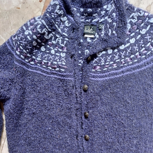 Covelo warm  boucle knit purple sweater fair Isle  ski sweater medium - Picture 2 of 4